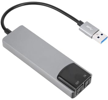 Aramox Carte Son USB, Alliage D'aluminium USB vers Jack 3.5mm Carte Son Externe Prise en Charge des Sorties 7.1, 5.1 et Double Canal pour PC Portable et PC, Argenté