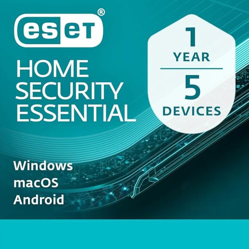 ESET HOME Security Essential 2026 | 5 Devices | 1 Year | Antivirus, Safe Banking, Safe Browsing, Anti-Phishing, Webcam Protection, Microphone Monitor | Activation Code by Post