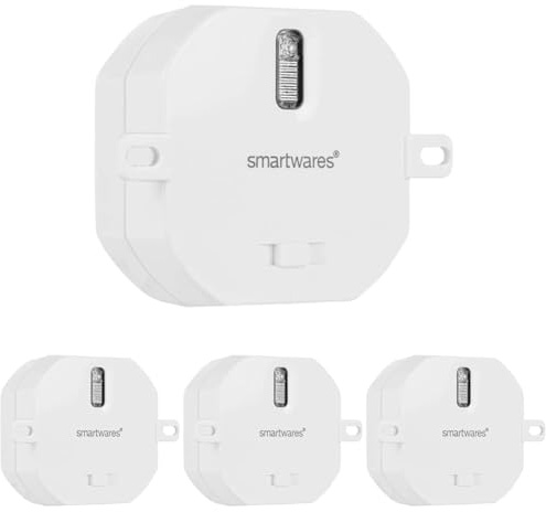 Smartwares Dimmbarer Einbau-Schalter SH4-90265 - bis 200 W Plug & Connect Einbaumodul Dimmer Modul für Funk-Beleuchtung bis 200 Watt (Packung mit 4)