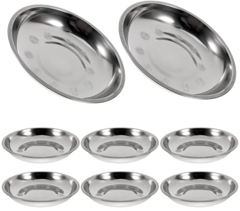 TOPPERFUN 6 PCS Assiettes Creuses Inox, Saladier en Acier Inoxydable Argent 18CM, Plat Alimentaire Rond pour Soupe et Salade, Deep Metal Bowl for Camping, Picnic, BBQ, Family Reunion and Party Recepti