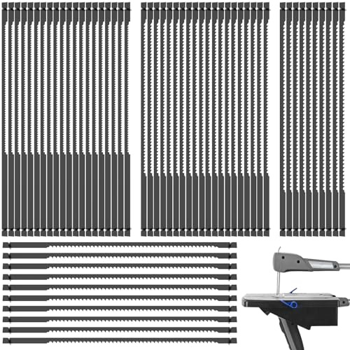 60Pcs Scroll Saw Blades Set, 15/18/ 24 Teeth Pinned Scroll Saw Blade, 4inch High Carbon Steel Coping Saws Blade for Sawing Wood/Plastic/Foam/Soft Metals