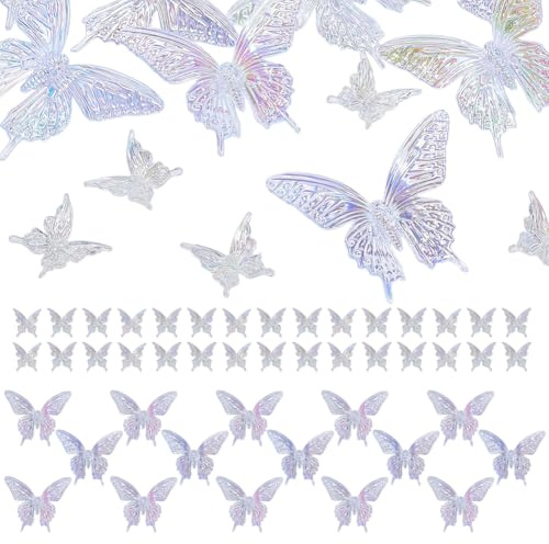 AHANDMAKER 45 Pezzi 2 Stili Resina Farfalla Perline Trasparente Forma Farfalla Decorativa Messa a fuoco Perline per Posate Penne Portachiavi Fabbricazione Gioielli Decorazione