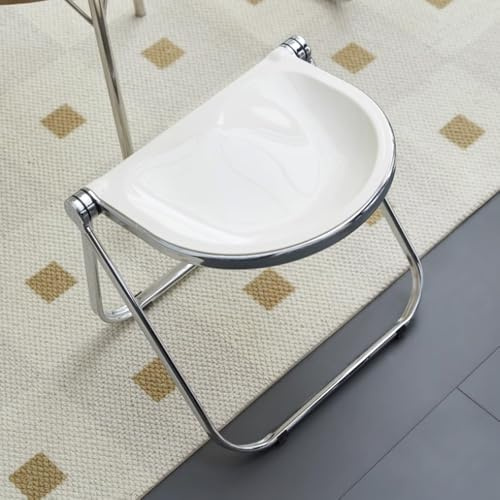 Sgabello pieghevole trasparente per soggiorno, 47 cm, sgabello da trucco, sgabello da bagno in acrilico, compatto sgabello da bar in plastica trasparente, versatile per casa ed eventi