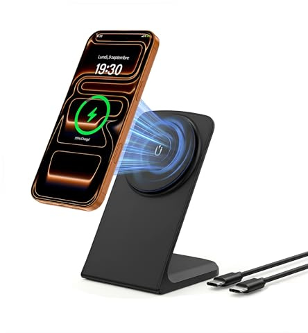 Chargeur sans Fil, Station de Charge Magnétique sans Fil, Station de Charge Rapide Magnétique Compatible avec iPhone 17 16 15 14 13 12 Series, AirPods Pro 2, AirPods 3