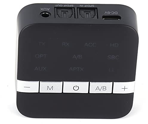 EIMSOAH Wireless Bluetooth 5.0 Transmitter Receiver APT-X HD Stable Connection for TV, Car, Computer, Pad, Black