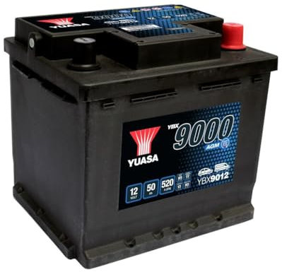 Yuasa YBX9012 12V 50Ah 520 CCA Batería AGM Start Stop Plus para coche/vehículo
