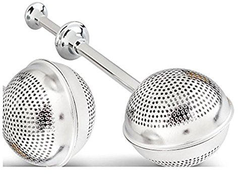 Brüheinheit Edelstahl Tee-Ei Tasse Führungsholm Tee Infuser Teesieb für Loseblatt Tee 2pcs (Silber)