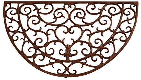Esschert Design Schmutzfangmatte, Fußmatte in antik aus Gusseisen, halbrund, ca. 69 cm x 41 cm