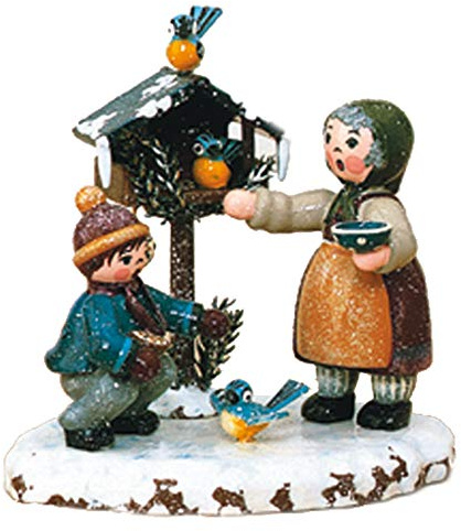 Hubrig-Volkskunst Winterkinder Vogelfütterung * Höhe 9cm