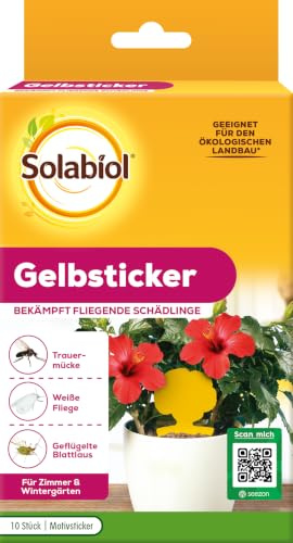 Solabiol Gelbsticker, Gelbstecker, insektizidfreie Leimfallen gegen Fliegende Schädlinge, 10 Stück mit Blumenmotiv
