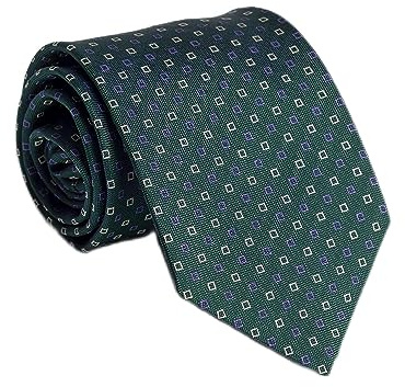 Remo Sartori - Cravatta Verde in Pura Seta Microfantasia, Made in Italy, Uomo