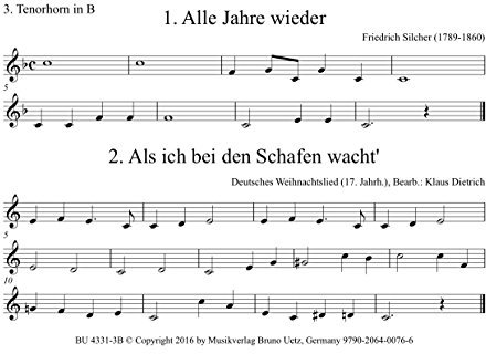 Fröhliche Weihnachten. 35 der schönsten Weihnachtslieder für 3. Stimme Tenorhorn in B im Posaunenquartett (Alternativstimme)