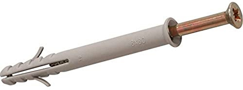 Merriway BH05916 (10 Pcs) Screw Type Solid Wall Frame Fixing with Nylon Plug, M10 x 140 mm (3/8 Inch x 5.1/2 Inch) - Pack of 10 Pieces, White