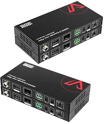 AV Access HDMI Extender Over Fiber Optic, HDMI 2.0 4K60Hz YUV4:4:4 18Gbps Over Fiber Optical Cable up to 1000ft, HDCP2.2, HDR10, 5.1/7.1CH, Dolby Atmos, Two-Way IR+RS232(4KEX300F)