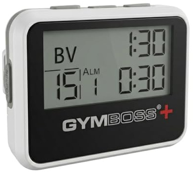 Gymboss Plus Intervall-Timer und Stoppuhr - WEIß/SCHWARZ Hochglanz