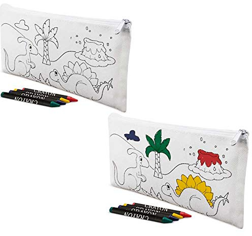 Federmäppchen zum Ausmalen mit je 4 Buntstiften, Geschenke für Kindergeburtstage, Kindergeschenke für Schulen, Kindergärten., weiß, Juego de 150 piezas, Schultaschen