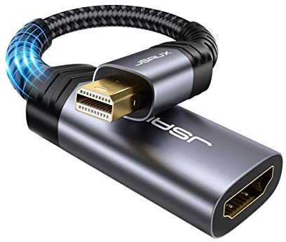 JSAUX Adattatore Mini DisplayPort a HDMI da Mini DP (Thunderbolt) maschio a HDMI femmina, per MacBook Air/Pro, iMac, Mac Mini, Microsoft Surface Pro 3/4, Lenovo Thinkpad, grigio