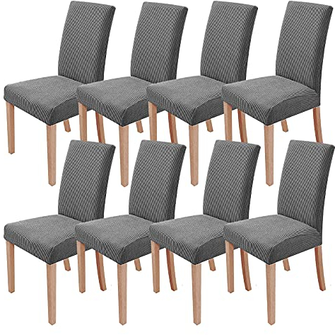 sorliva Stuhlhussen 8er Set Stretch Stuhlbezug Moderne Stuhlüberzug Elastische Abnehmbar Waschbar Spannbezug für Esszimmerstühle Schwingstuhl Bezug Hochzeit Büro Bankette Partys Deko(Grau)
