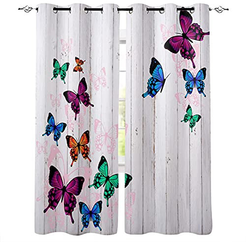 MTBDDyyds Verdunkelungsvorhänge 3D Drucken 280X160Cm Bunt Schmetterling Muster Verdunklungsvorhänge Kinderzimmer 2 Stück Vorhang Blickdicht Ösenschal Kindergardinen Junge Verdunklungsgardine