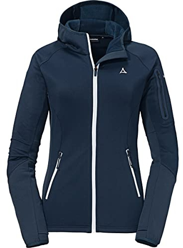 Schöffel Damen Fleece Hoody Lodron L, atmungsaktiver Fleece Pullover mit hoher Bewegungsfreiheit, funktionaler Hoodie mit Body-Mapping Technologie, navy blazer, 40
