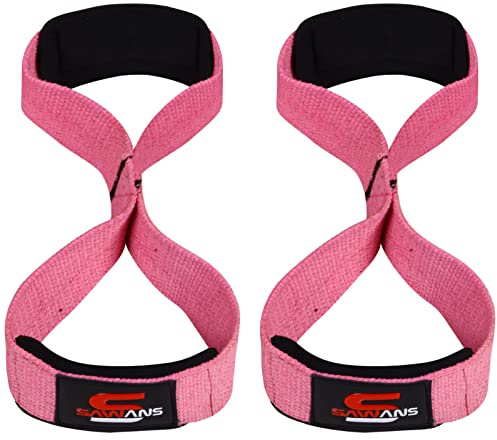 Lifting Straps Padded Grip Figure 8 Wrist Straps Weight Heavy Duty Double Loop Bodybuilding Training Gym Straps Hand Bar Non Slip Deadlift Support Strong Cuffs Powerlifting