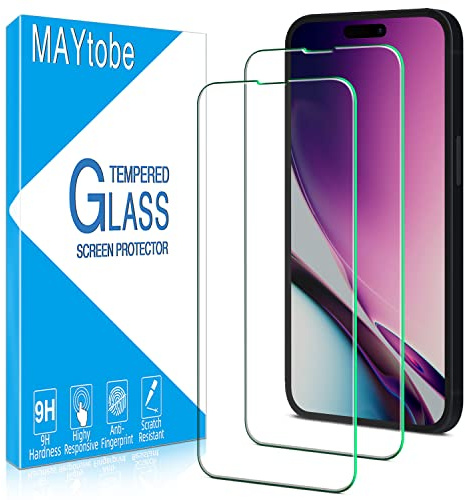 MAYtobe 2 Pezzi Vetro Temperato per iPhone 14 Pro, Pellicola Protettiva Durezza 9H, Senza Bolle, Anti Graffio, facile Installazione, 0,33mm Ultra Trasparente, Ultra Resistente Protezione Schermo
