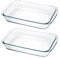 Paquete de 2 Bandejas de horno rectangular, Fuente para gratinar, Molde para hornear de Cristal, capacidad 1.6 L - Longitud 29.7 x Profundidad 17.8 x Altura 5.1 cm -JUANIO-