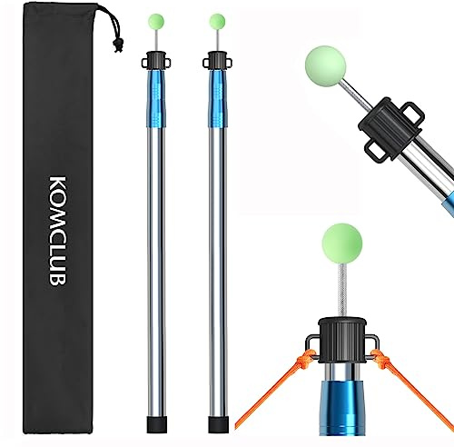 KOMCLUB Telescoping Tent Tarp Pole Adjustable Tarp Poles 3 Section Heavy Duty Canopy Poles Stainless Steel Portable Camping Poles 33-86.61 for Hiking Car Canopy Awning 2Pcs Set (Blue)