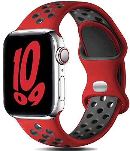 Gulemfy Rem kompatibel med Apple Watch, 44, 42, 45, 49, 41, 40, 38 mm, ventilerande silikon, sportband, ersättningsrem för iWatch serien Ultra 8/7/6/5/4/3/SE, för män och kvinnor, 42mm/44mm/45mm/49mm-S/M, Silikon