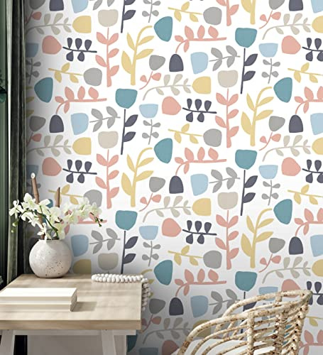 GAULAN 500682076 - Carta da parati in vinile ecologico fiori stile minimalista per pareti soggiorno cucina bagno camera da letto corridoio sala da pranzo - Campione DIN A4