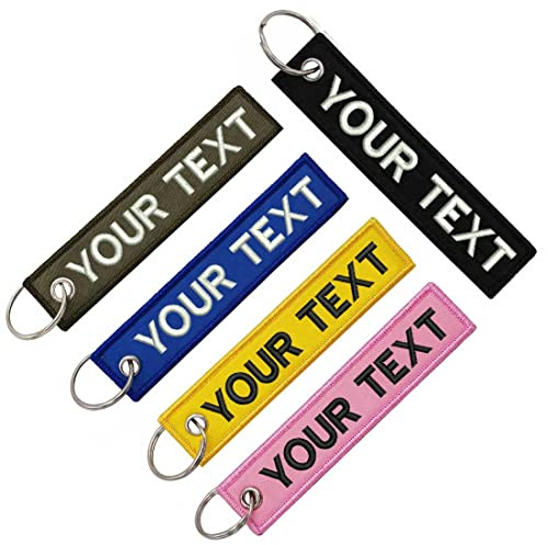 Personalisierte Schlüsselanhänger, Customize Text Tag Doppelseitige deutsche spanische italienische Flagge Stickerei für Motorräder Autos ATV Roller