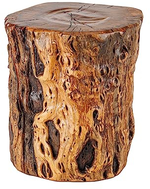 THY COLLECTIBLES Natürlicher Baumstamm-Stumpfhocker mit lebender Kante, Massivholz, Pflanzenständer, Hocker, Gartenbank, Beistelltisch, Beistelltisch – 21,6 x 24,5 cm