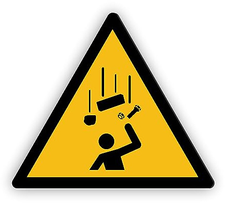 Warnzeichen (W035) Warnung vor herabfallenden Gegenständen - Dreieckiges Warnschild - Signalgelb (RAL 1003) nach DIN EN ISO 7010