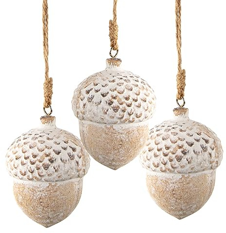 Logbuch-Verlag 3 Eichelnüsse aus Holz Eichel Christbaumkugel Christbaumschmuck Natur braun Nostalgie Holzkugel 8 cm