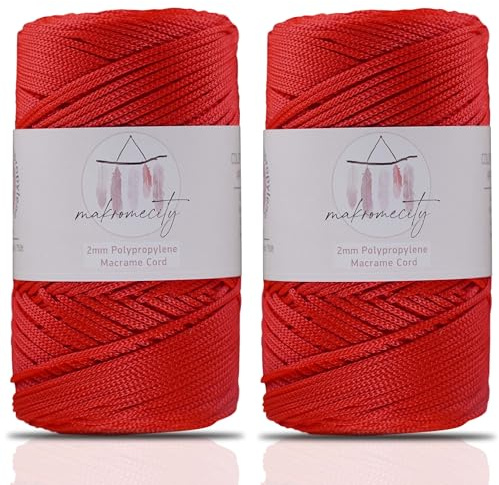 Makromecity 2 trådar makramégarn 2 mm x 230 m premium polyester makramérep polypropylen garn för hantverk heminredning platsplatta axelväska handväska löpare nappkedja 20 färger