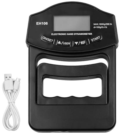 Tiardey Tester di Forza di Presa 396Lbs Dinamometro Digitale a Mano Misuratore di Forza di Presa USB Ricaricabile Schermo LCD Luminoso Dinamometro a Mano