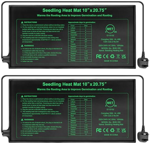 RC SLL Seedling Heat Mat 10 x 20.75,Waterproof Plant Hydroponic Heating Mat for Seed Starting,Plant Germination and Reptile with Power-Off Protection（2 Pack）