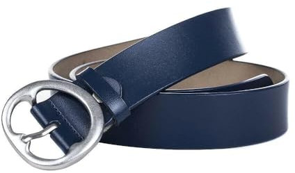Zakatte • Damen schlichter Gürtel aus Leder Ledergürtel Damengürtel Hüftgürtel Taillengürtel F33 (Dunkelblau, 70 cm)