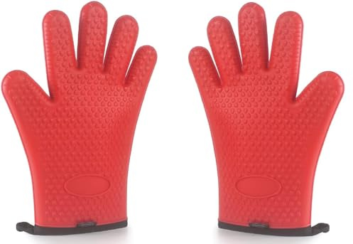 Guanti da dita in silicone, 27 cm, confezione da 2 pezzi, utensili da cucina, cottura, grigliate, protezione per le mani antiscivolo