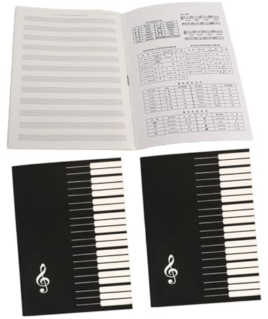 Pack Musikübungsheft Notizbuch mit Notenlinien, Schwarz | Papier, Abreißbare Seiten, Wiederverwendbar, für Songs und Musiknoten, 3 Stück