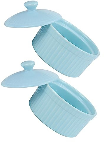 Cabilock 2pièces Lot De Ramequins Avec Couvercle Céramique Bols à Pâtisserie Pour Desserts Puddings Et Préparations Alimentaires