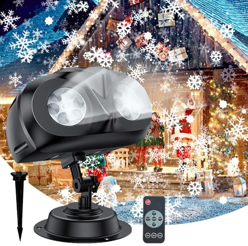 Schneeflocken,Projektionslampe Weihnachten,Weihnachtslicht Projektor mit Fernsteuerung,Projektor Aussen,Wasserdichte Weihnachts LED Schneeflocken Lichter