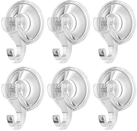 Fervalyna Lot de 6 Crochet Ventouse Transparent, Crochet a Ventouse pour Salle de Bains et Cuisine, Crochets à Ventouse Murale, Ventouses Plastiques pour Fenêtre, pour Suspendre Guirlandes Décorations