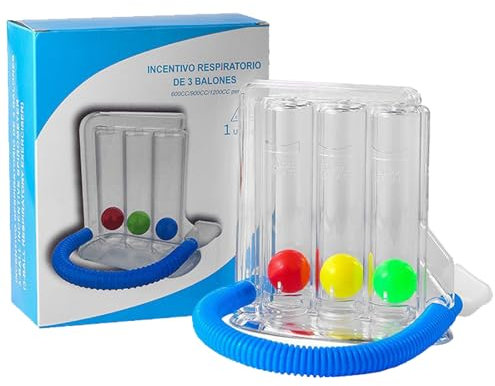 KOAHDE Allenatore respiratorio con funzione polmonare, funzione polmonare di respiro profondo con 3 camere, allenatore respiratorio con 3 palline colorate, dispositivo di test di funzione polmonare,