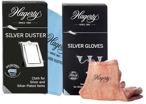 Hagerty Silver Duster with Silver Gloves for Clean Decorative Items, Personal Use, Protects Jewellery and Other Accessories
