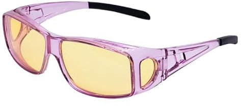 Nlieanuc Occhiali Guida Notturna Polarizzati - Sovraocchiali da Sole Lenti Gialle per Uomo Donna Guida Antiriflesso Night Vision Goggles (Trasparente Viola Giallo)