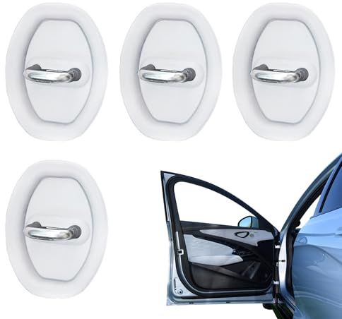 Car Door Lock Latch Cover, 4 Pieces Car Silicone Door Latch Protective Cover, Silent Thickened Shock Absorption AntiCollision Car DoorLock Stickers, Waterproof Sports Style Automotive Replacements