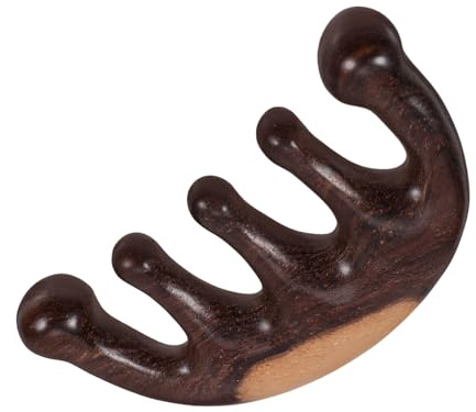 LABRIMP Peine de Masaje Ergonómico de Madera con Cinco Dientes para Cuero Cabelludo Herramienta de Masaje sin Electricidad Estática para Aliviar el Estrés y del Cabello