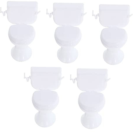 Didiseaon 5pcs Miniature White Toilet Realistic Dollhouse Bathroom Furniture for Pretend Play Lightweight Potty Decoration and DIY Photo Prop Accessories