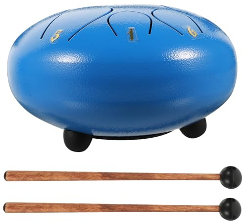 Farbklang Trommel 1 Satz Zungentrommel Handtrommel für Kinder Blau | Yoga Meditation, Musikunterricht, Holz Stoff Titanlegierung, Tragbar, 1 Satz, Blau
